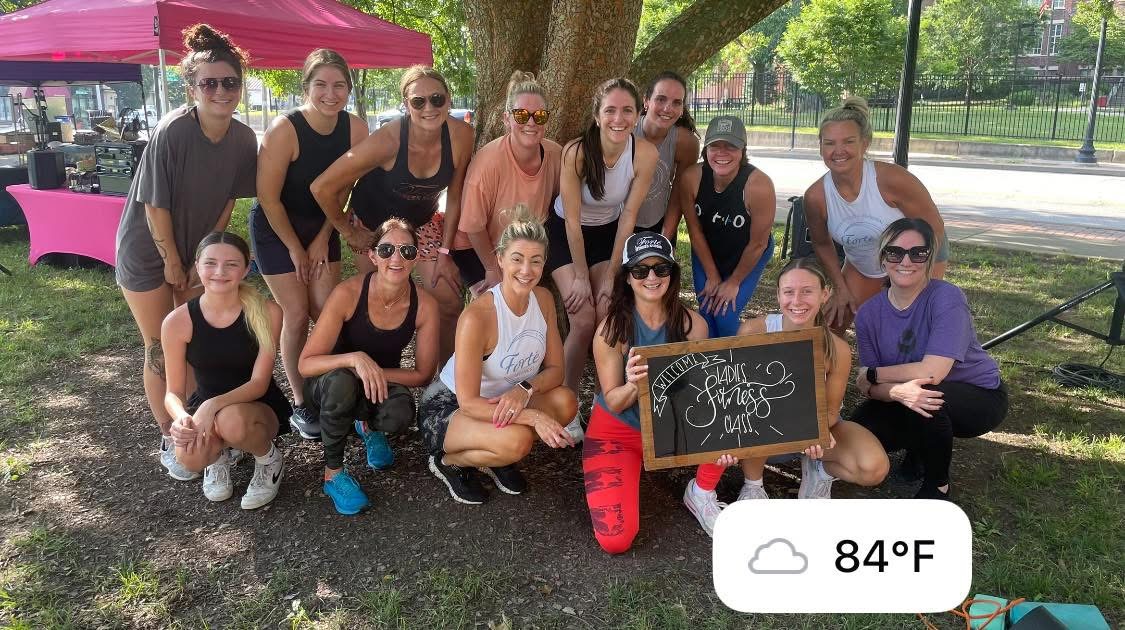 Outdoor park group with chalkboard